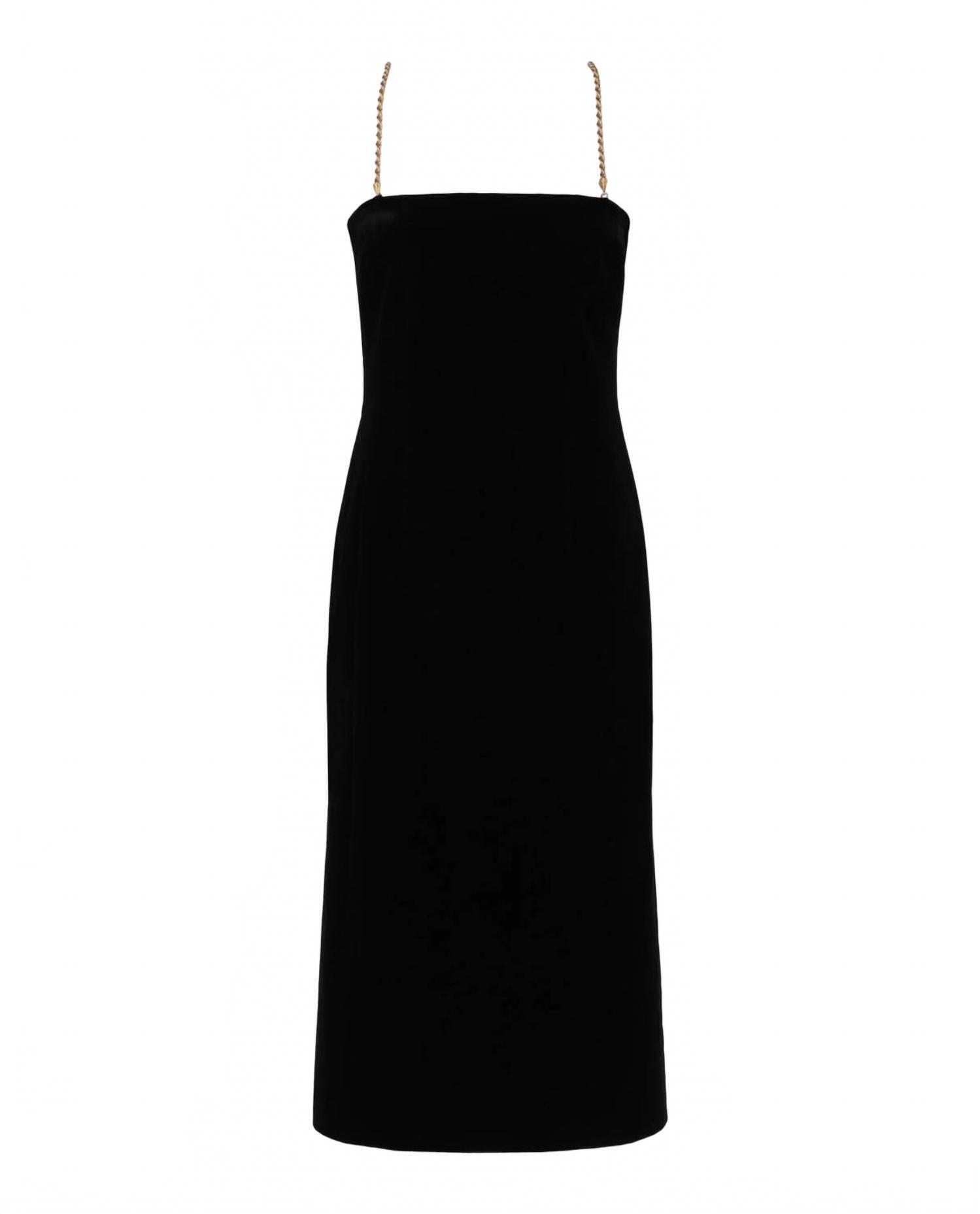 New Salvatore Ferragamo Women's Midi Tube Dress With Twisted Chain Straps In Bla